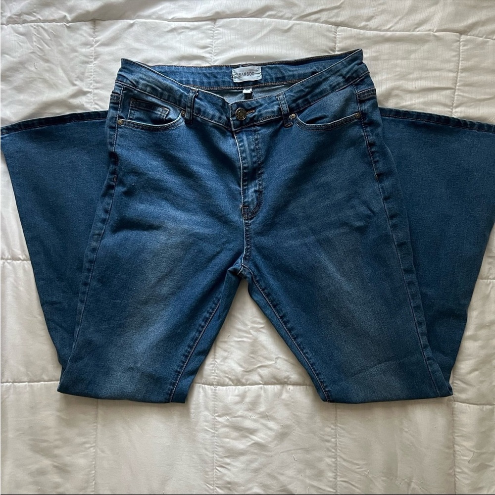 Blue Denim Flare jeans with slit